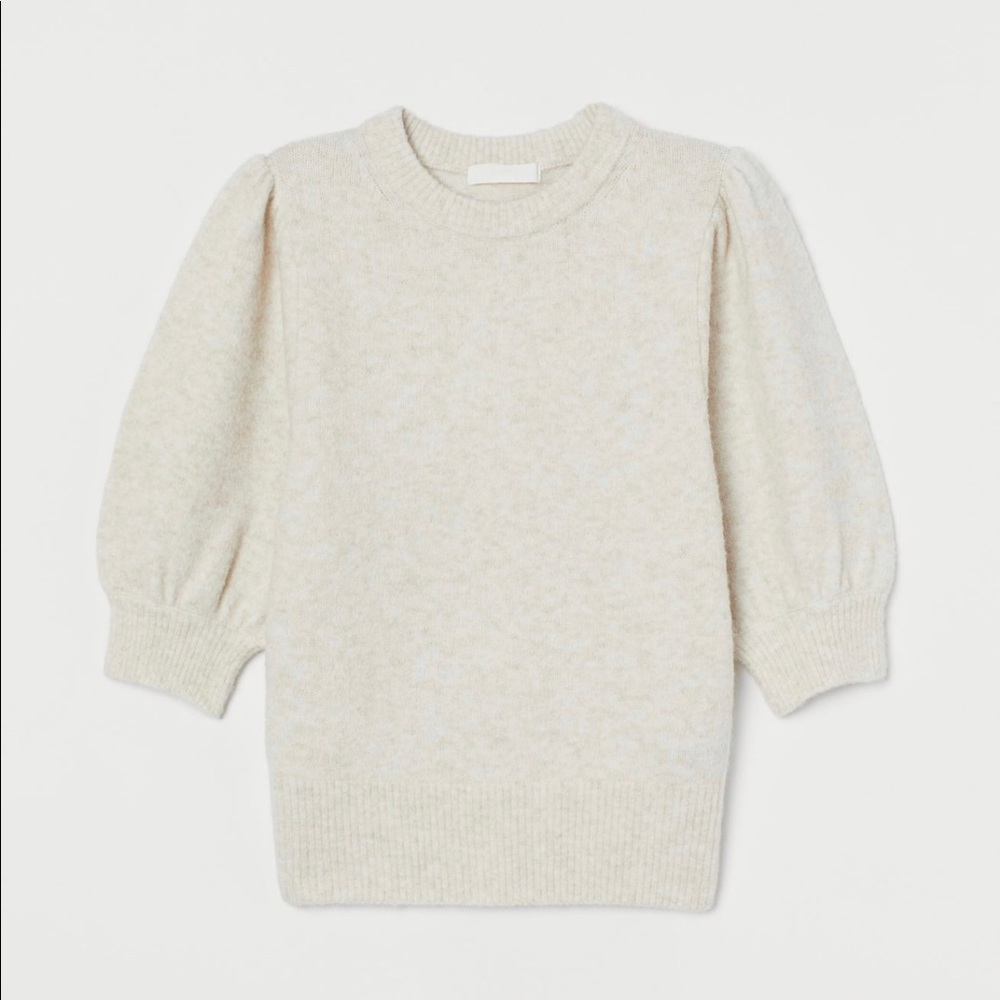 H&M puff sleeve sweater- light beige melange